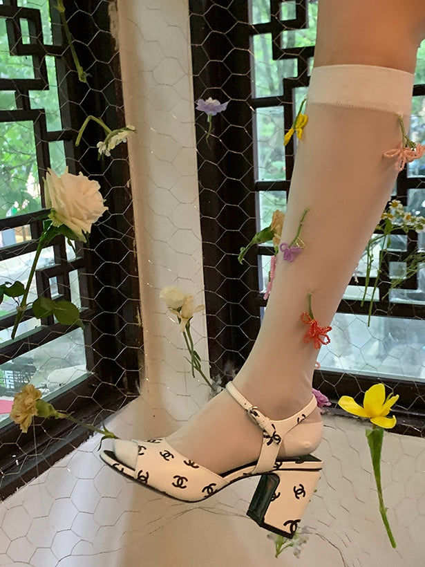 Sweet Flower Pendant Accent Socks LE9028