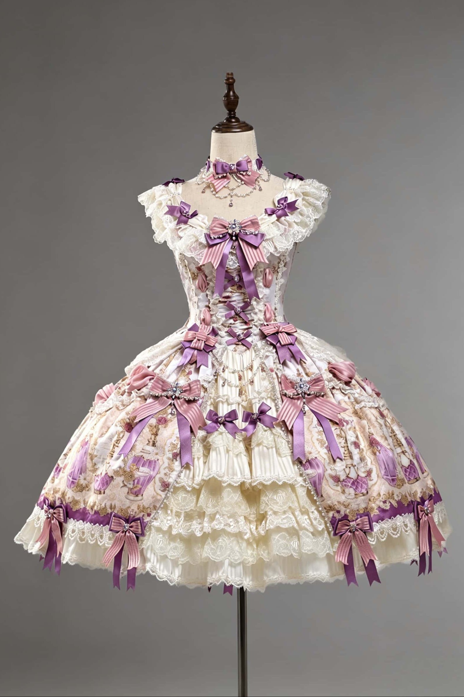 Antique Gem Fragrance Lolita Purple JSK Dress Set