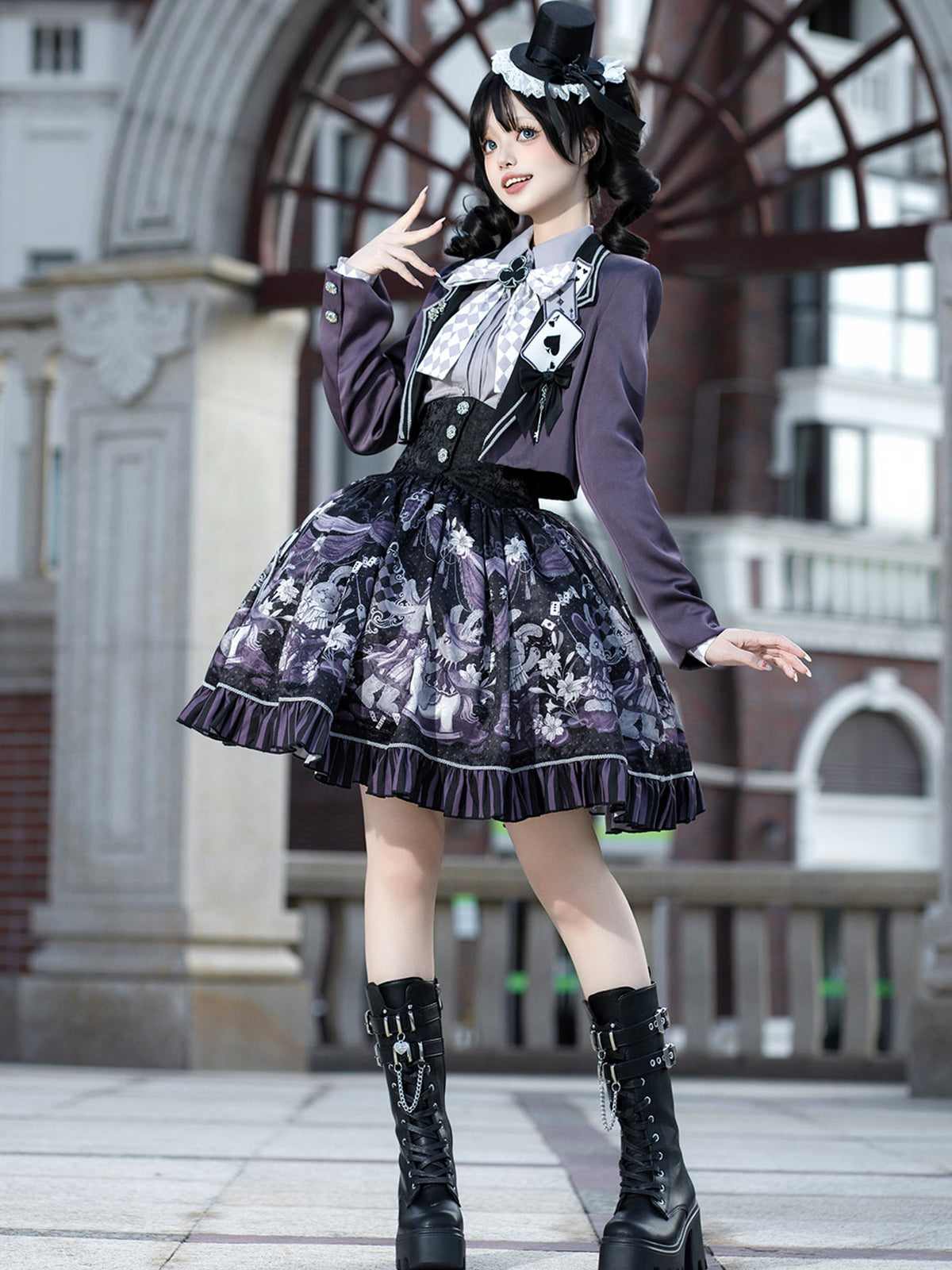 Purple Mirror Lolita Gothic Academic Halloween Dress Set