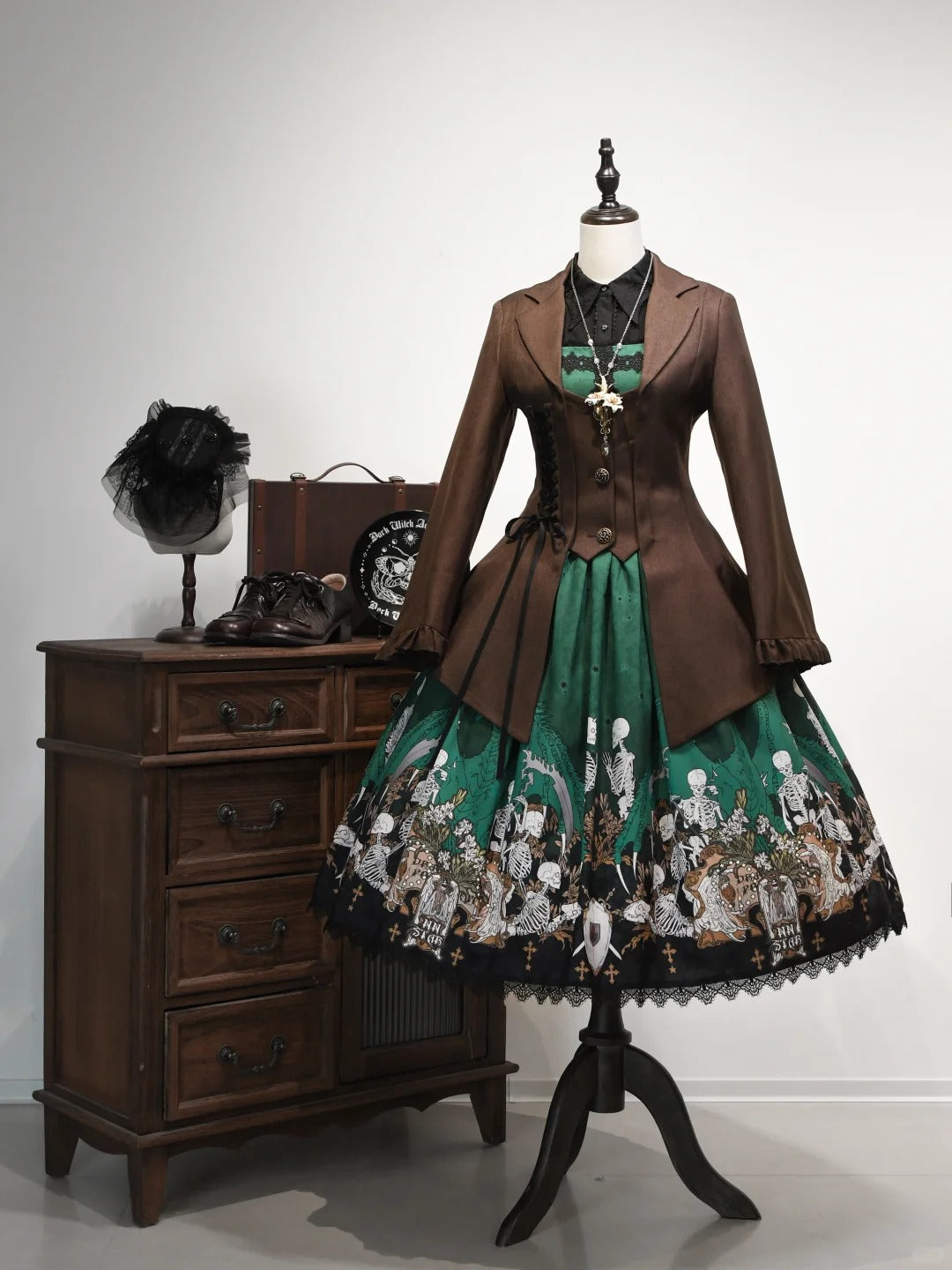 Dragon Bone Lily Lolita Gothic Green OP Dress