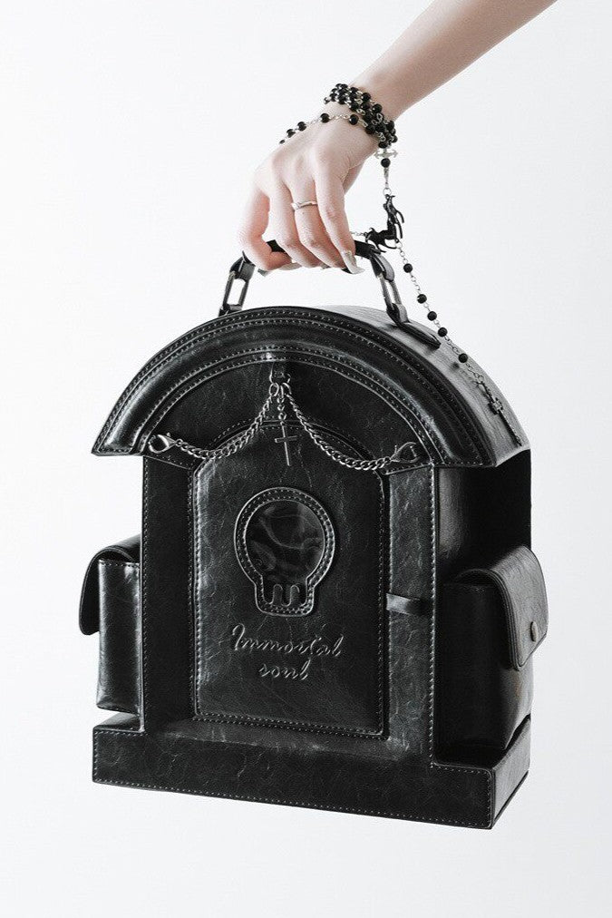 Gothic Lolita Skull Tombstone Shaped Doll Bag