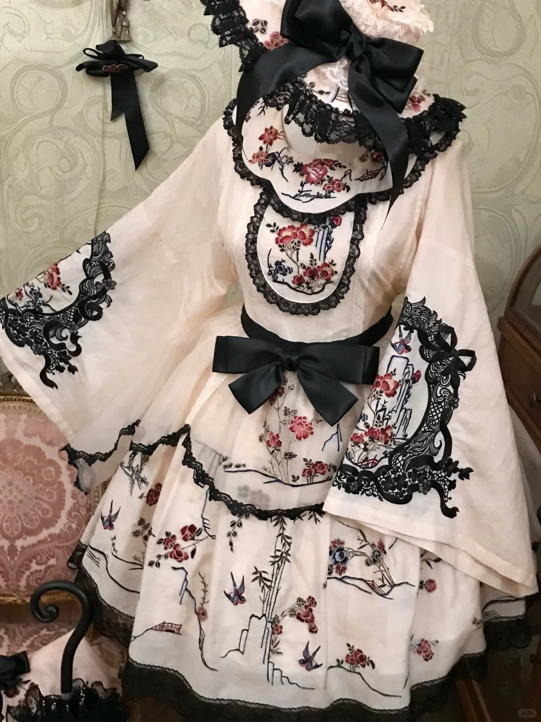 Floral & Bird Amber Japanese Style Dress Set