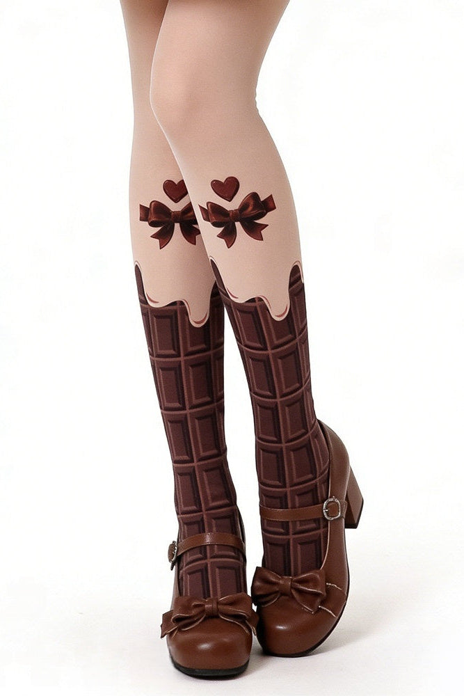Sweet Chocolate Printed Lolita Tights