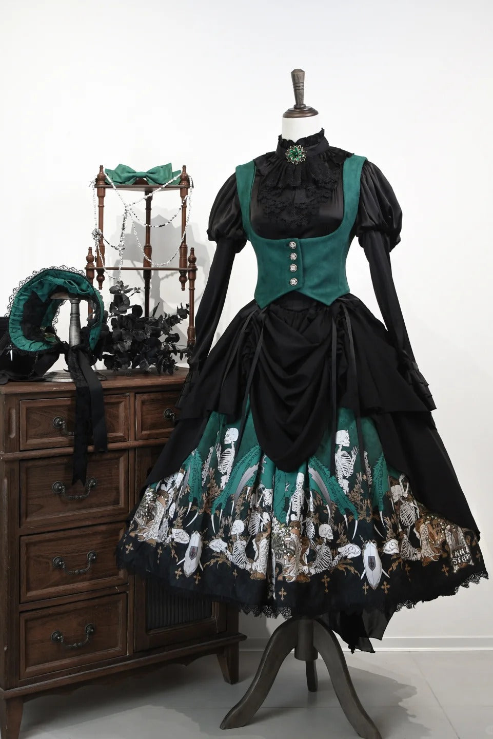 Dragon Bone Lily Lolita Gothic Green JSK Dress