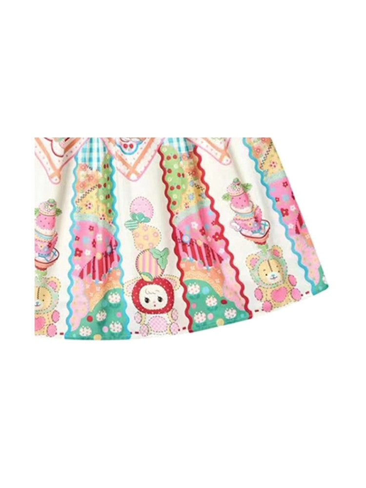 Handkerchief Print Beige Vintage Long Skirt