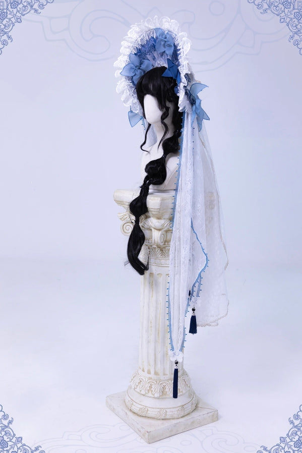 Butterfly Blue and White Porcelain Floral Embroidery Classic Lolita OP Dress