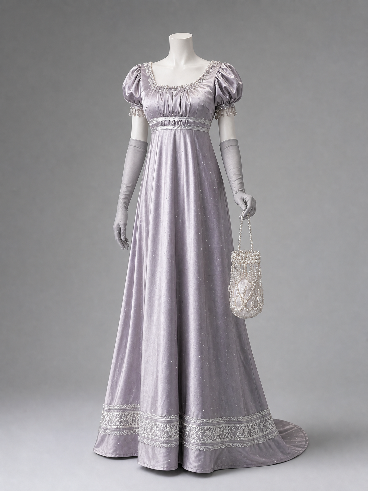 War and Peace Hepburn‑Style Palace Satin Empire Waist Lolita Dress