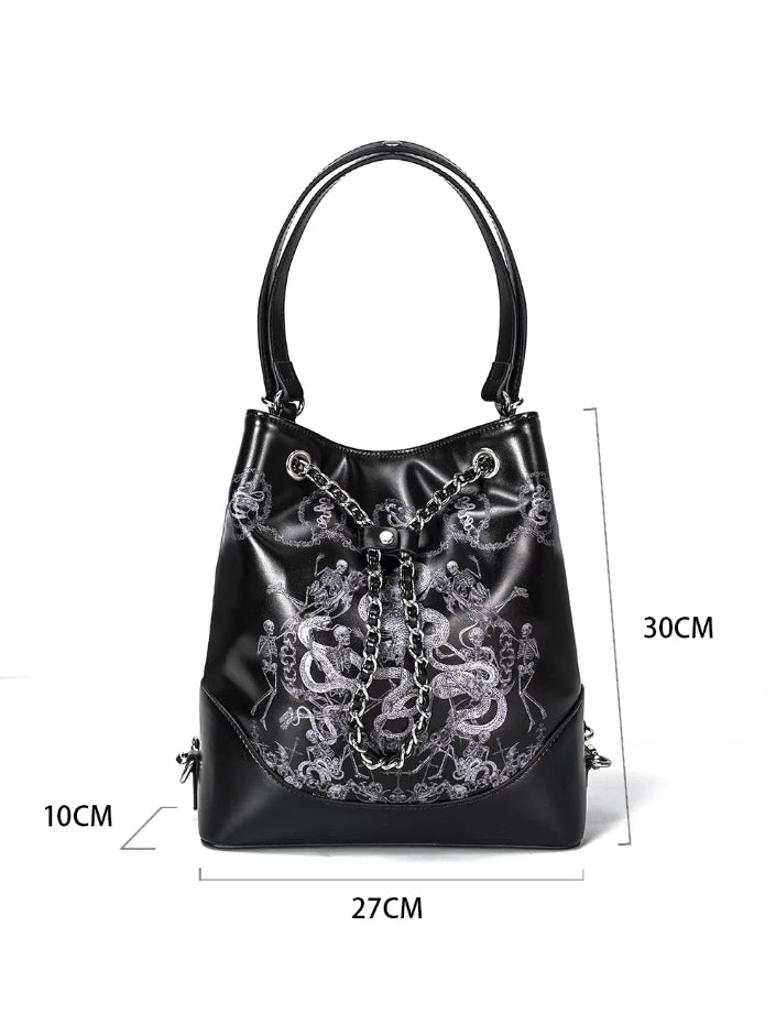 Snake Bone Hell Gothic Small Ita Underarm Shoulder Bag