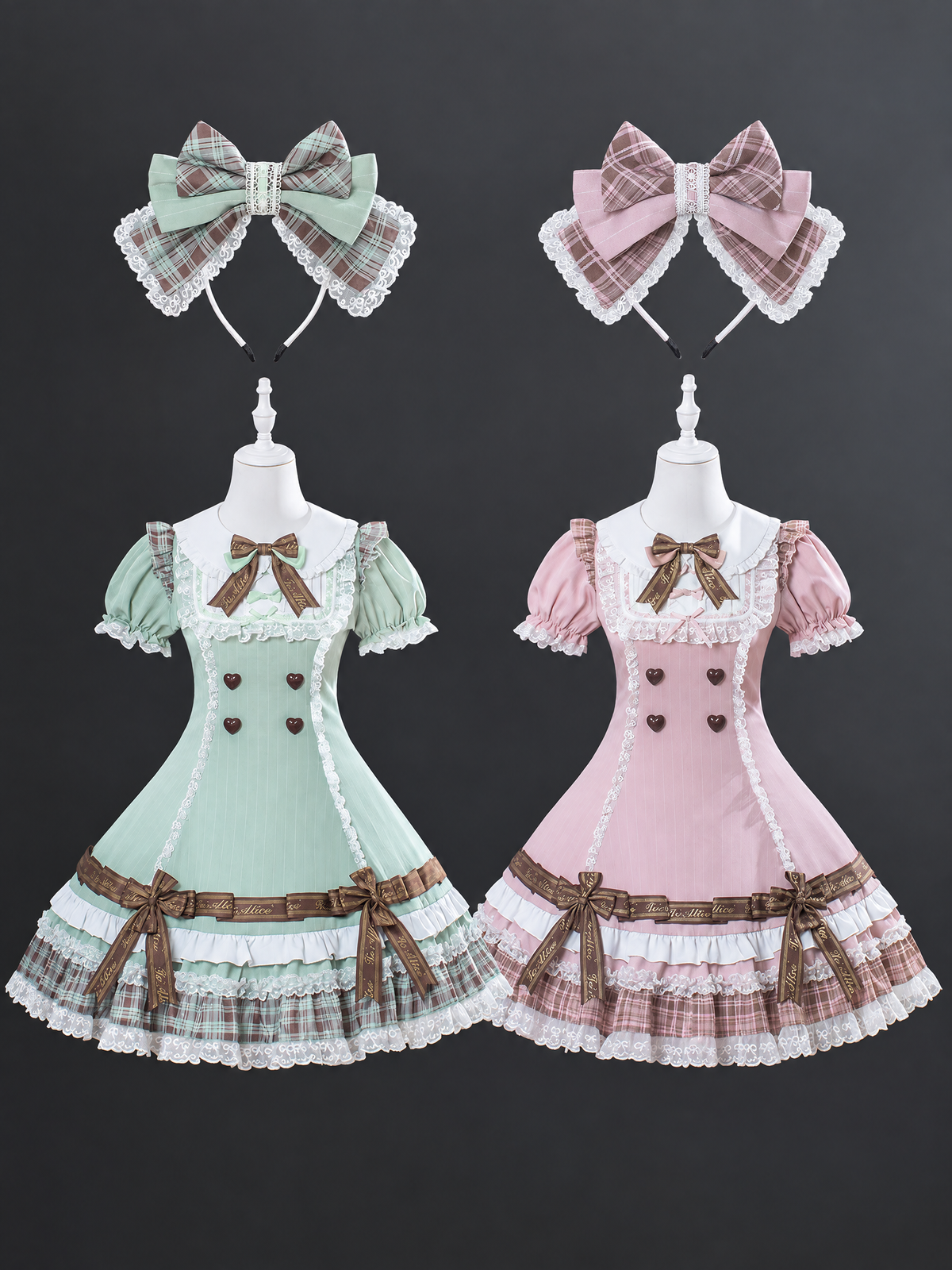 Cocoa Mousse Maiden Lolita Fitted Waist Tiered‑Hem OP Dress