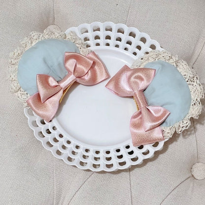 Lolita Kawaii Bear Pink & Green Hair Clip KC Bonnet LA1004