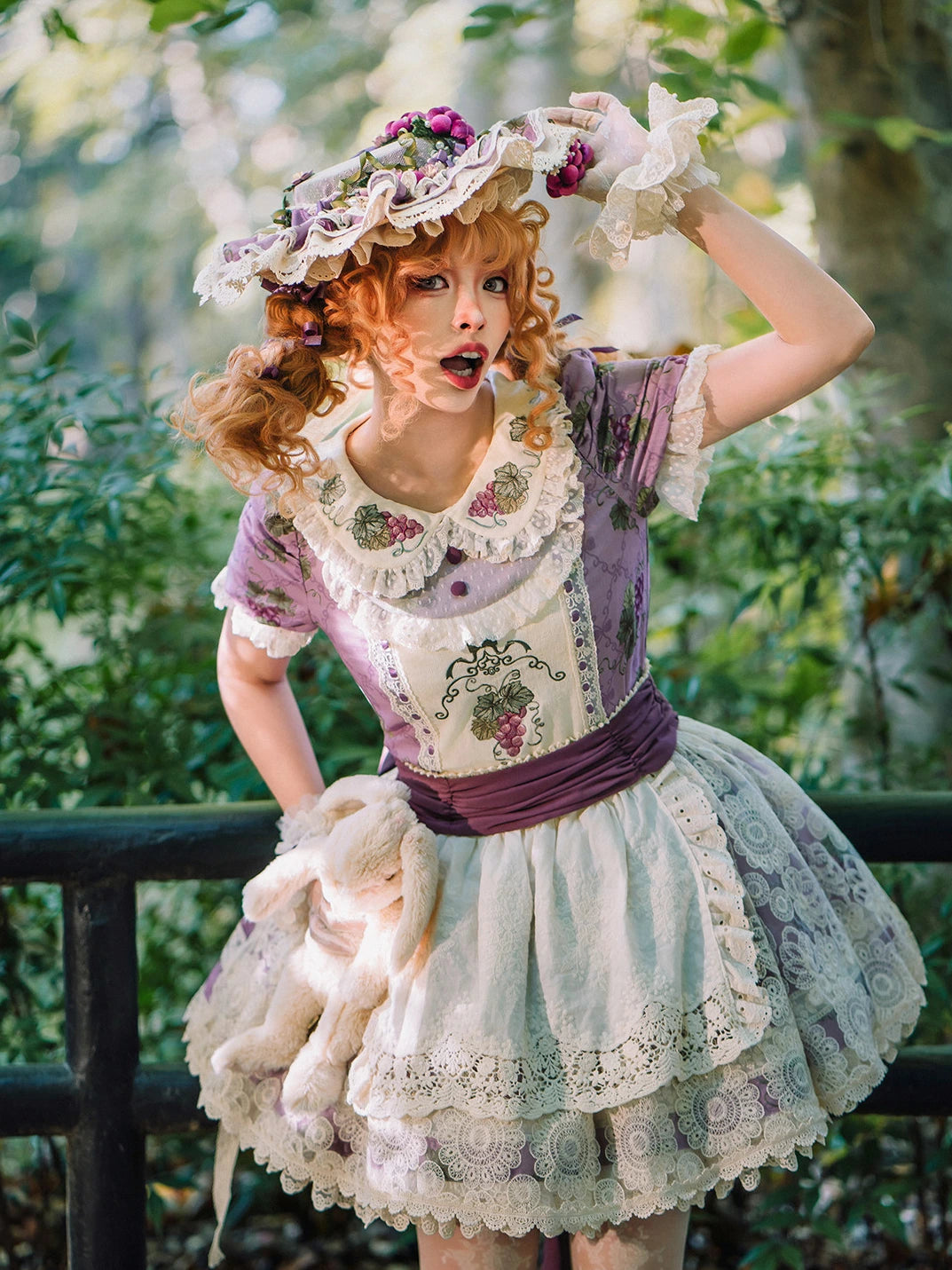 Purple Grape Manor Lolita Original Pastoral Style OP Dress