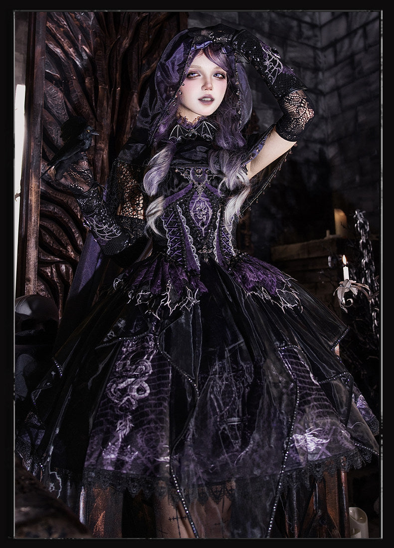 Robe JSK gothique Lolita « Black-Red Dragon Bone »