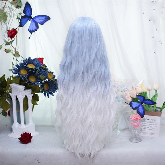Long Blue White Mixed Color Curly Sweet Hair LE7007