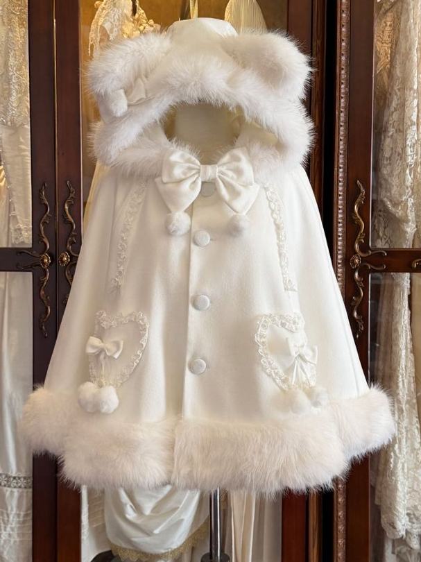 Cat Velvet Snow Lolita Winter Christmas Cloak Coat