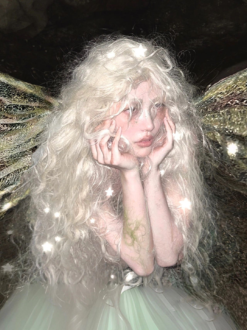 Long Curly Platinum Blonde Fairy Classic Wig LE7005