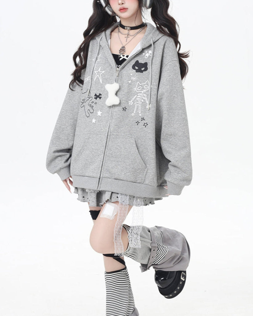 Kawaii Otaku Y2K Cat Ear Oversized Jacket LE1019