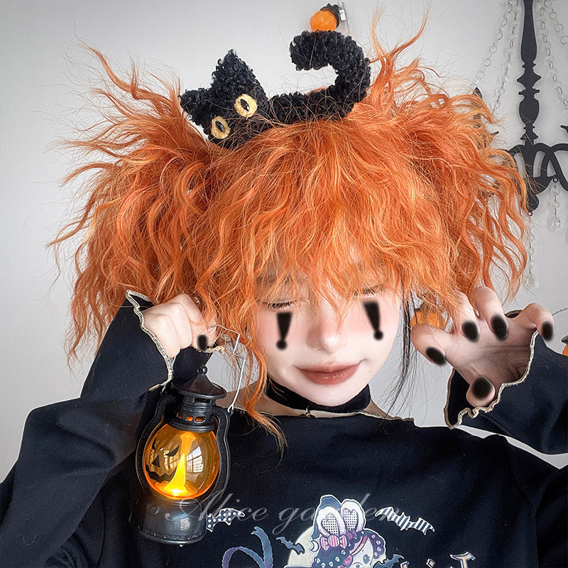 Halloween Pumpkin Orange Short Curly Wig LE7031