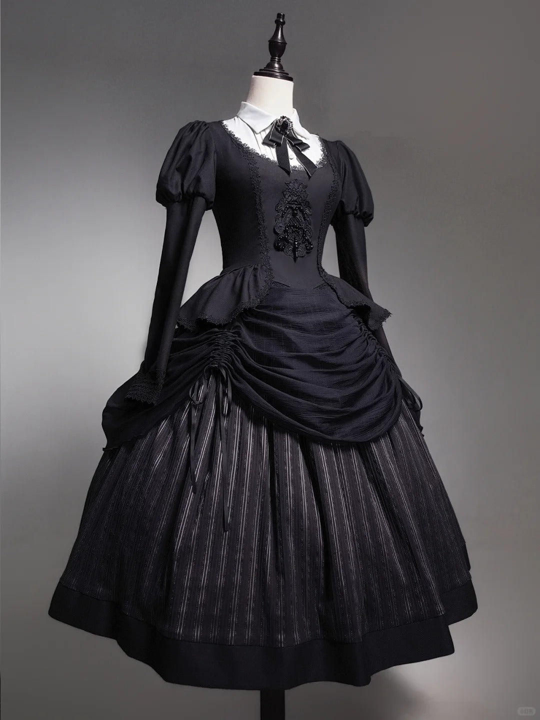 Stripe Diary Dark Academia Gothic Lolita Top and Skirt Set