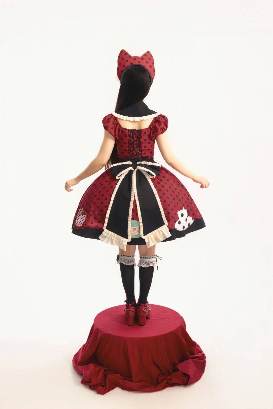 Teacup Cat Vintage Polka Dot Lolita Dress