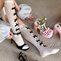 Sweet Retro Bow Accented Long Socks LE9033