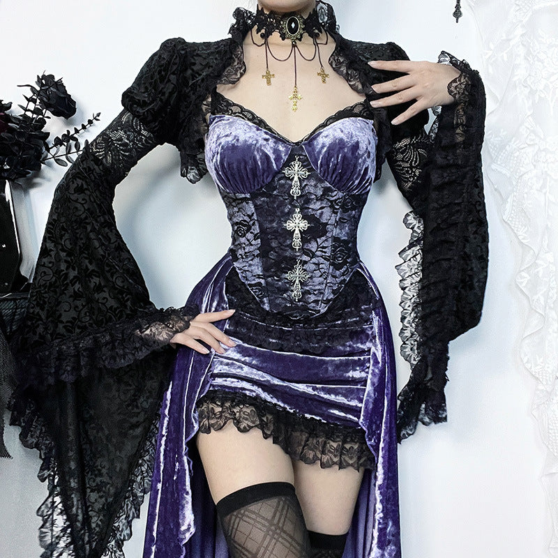 Lolita Gothic Halloween Purple Dress Set LG1016