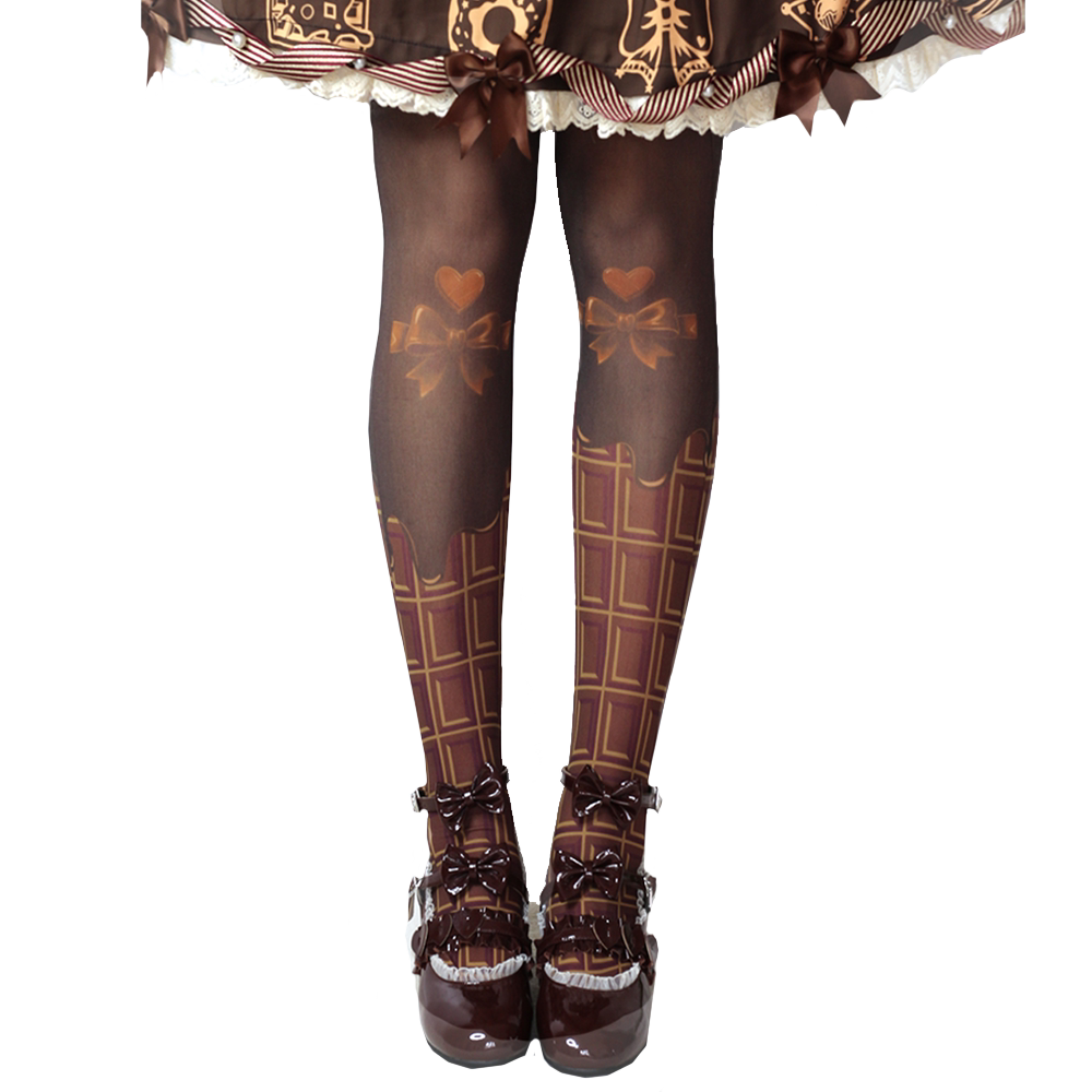Sweet Chocolate Printed Lolita Tights