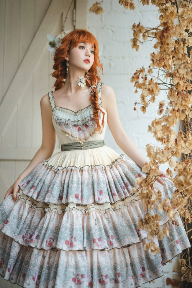 Berry Pie Lolita Print Long / Short JSK Dress