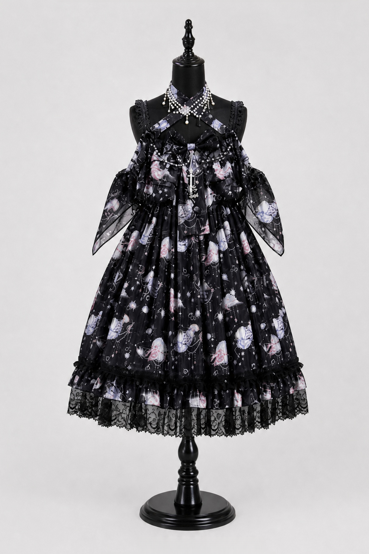Dreaming of the Sea Mini High-Waist Black Ocean Jellyfish Lolita JSK