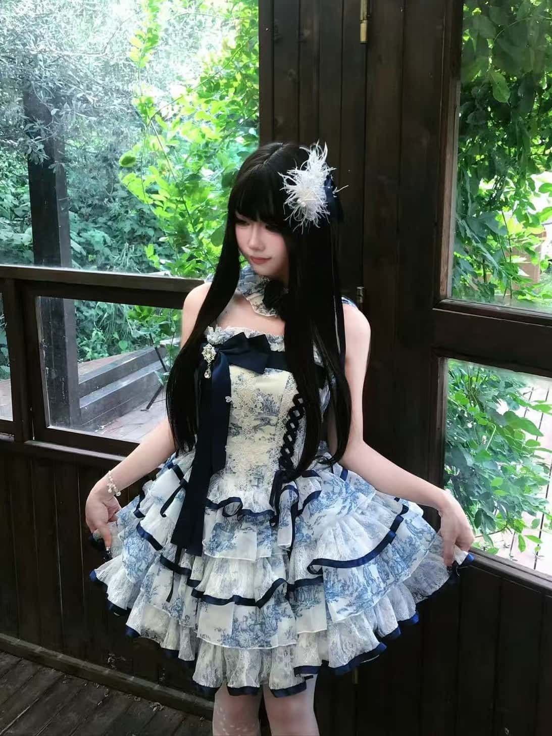Rainy Celadon Lolita Boned Corset Dress
