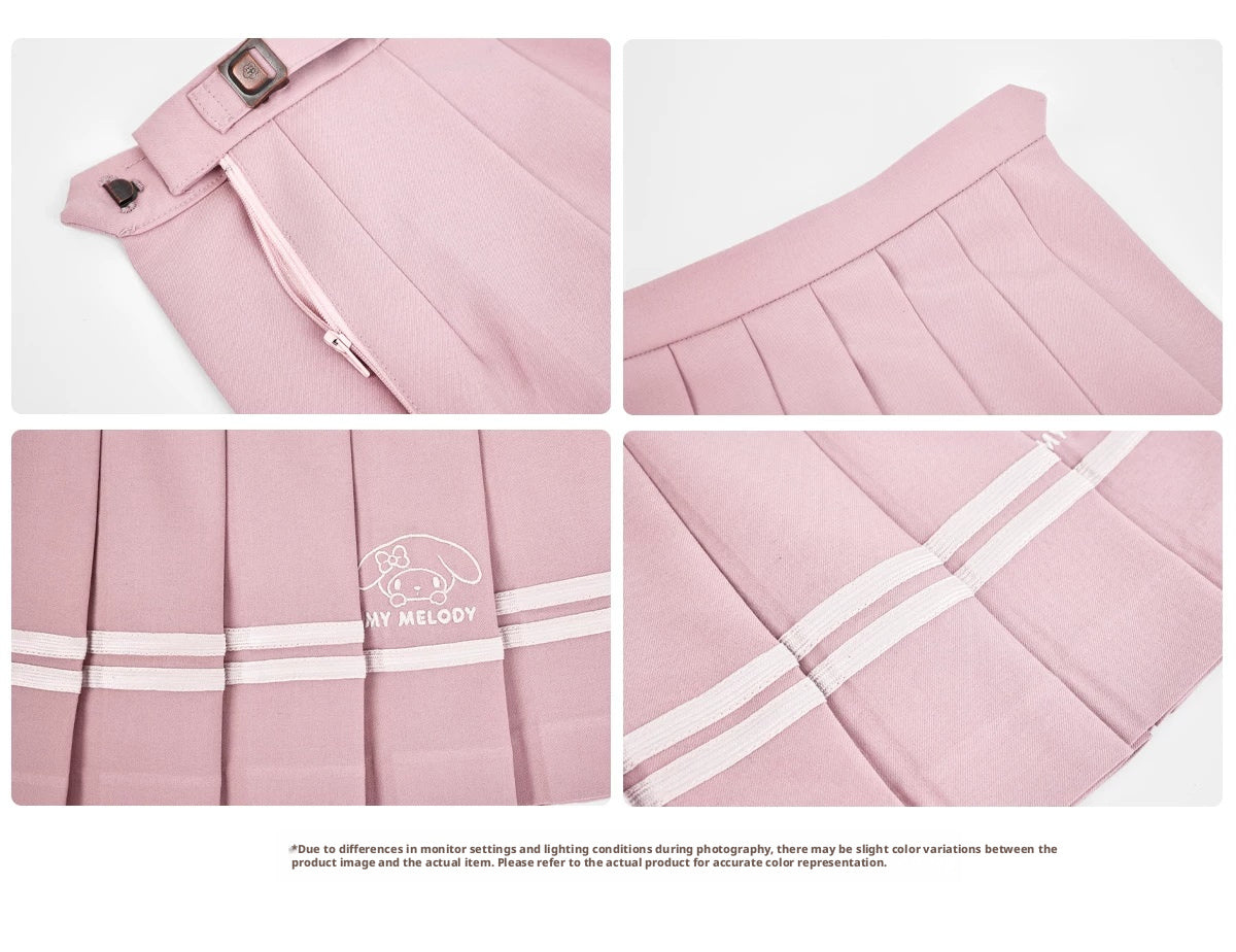 My Melody Pink JK Uniform Knit Cardigan Sailor Top Pleated Skirt Bow Tie Set