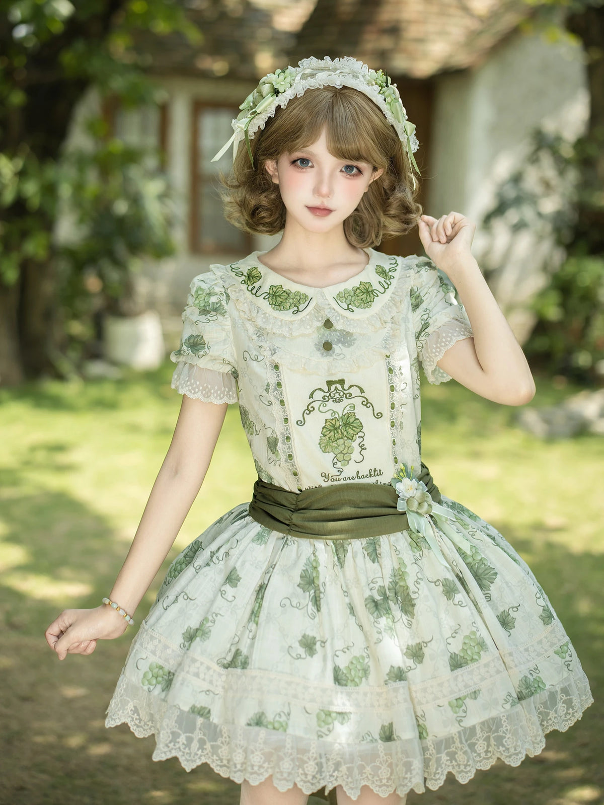 Green Grape Manor Lolita Original Pastoral Style OP Dress