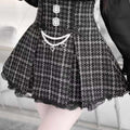 Lolita Pearl Chain Tweed Lace Skirt LR1003