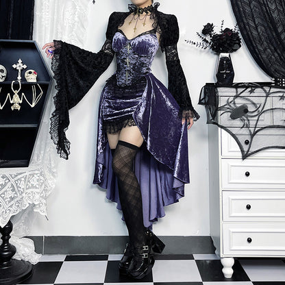 Lolita Gothic Halloween Purple Dress Set LG1016