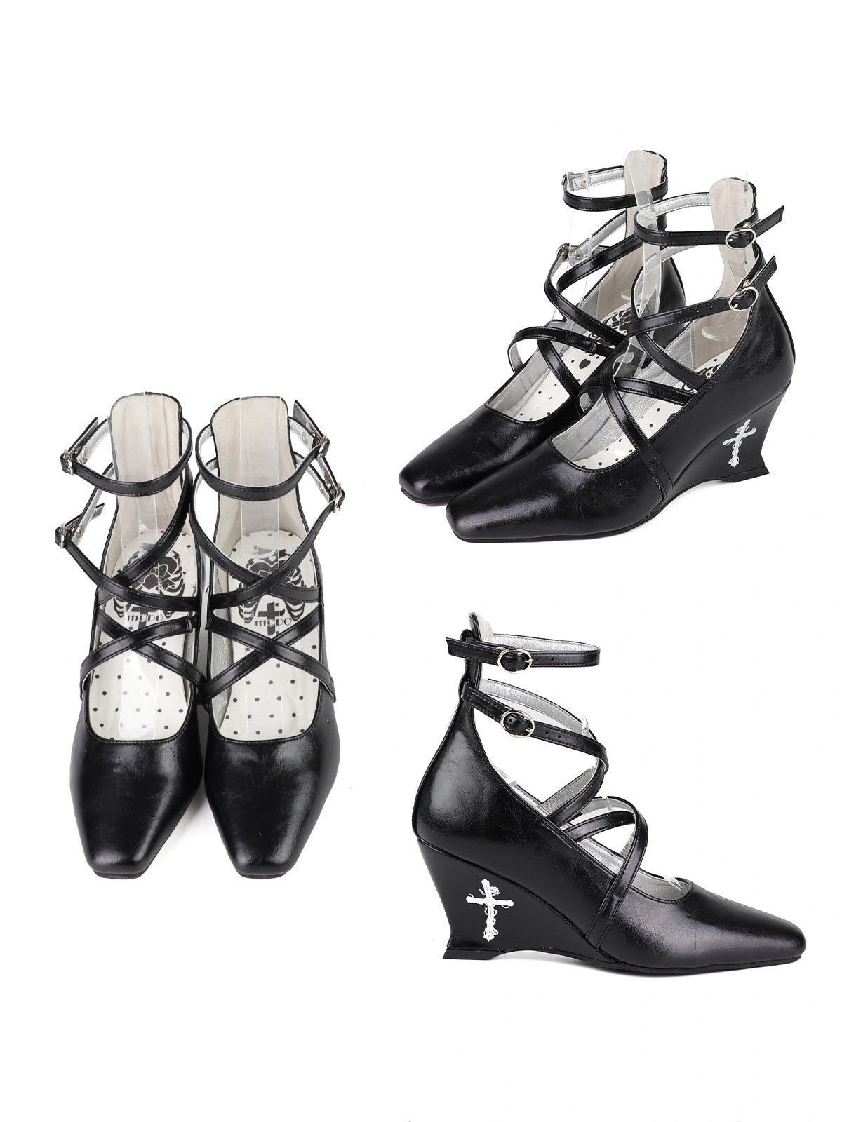 Rose Cross Lolita Gothic Wedge Heel Shoes