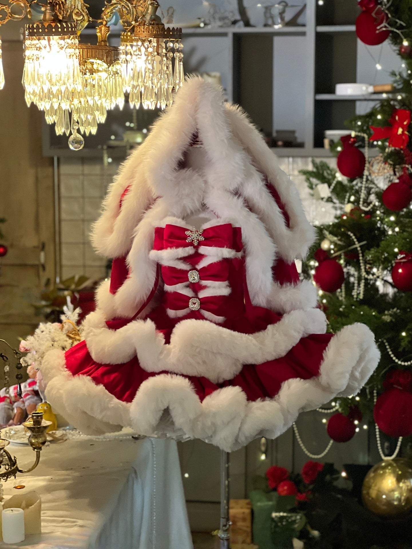 Christmas Red Bunny Doll Dress LFD0009