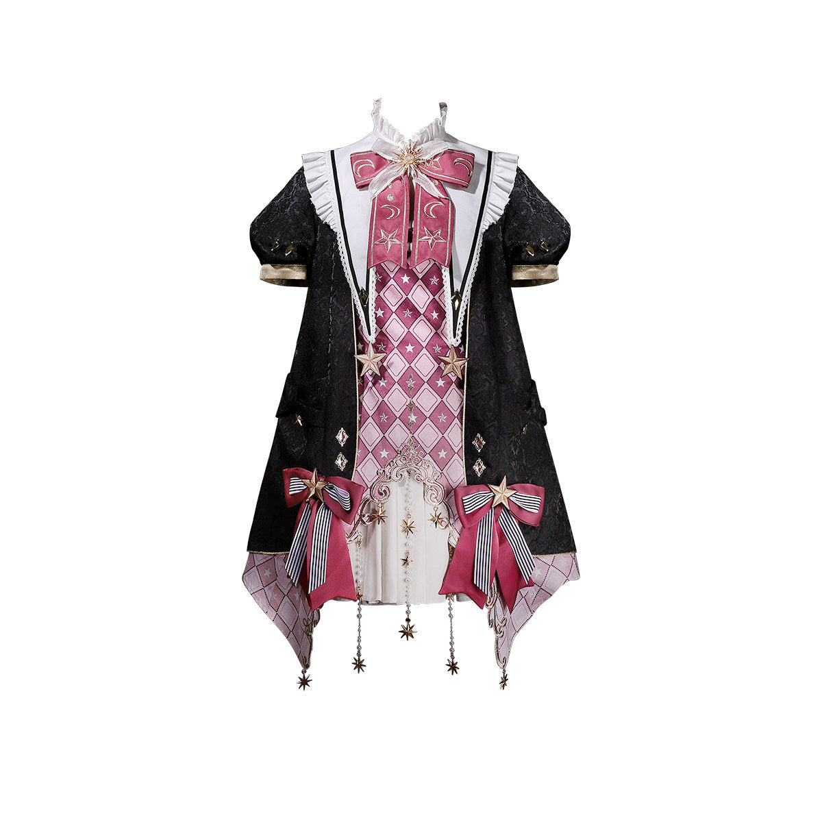 Star Magician Pink Plaid Magic Academy Lolita Coat Dress Set