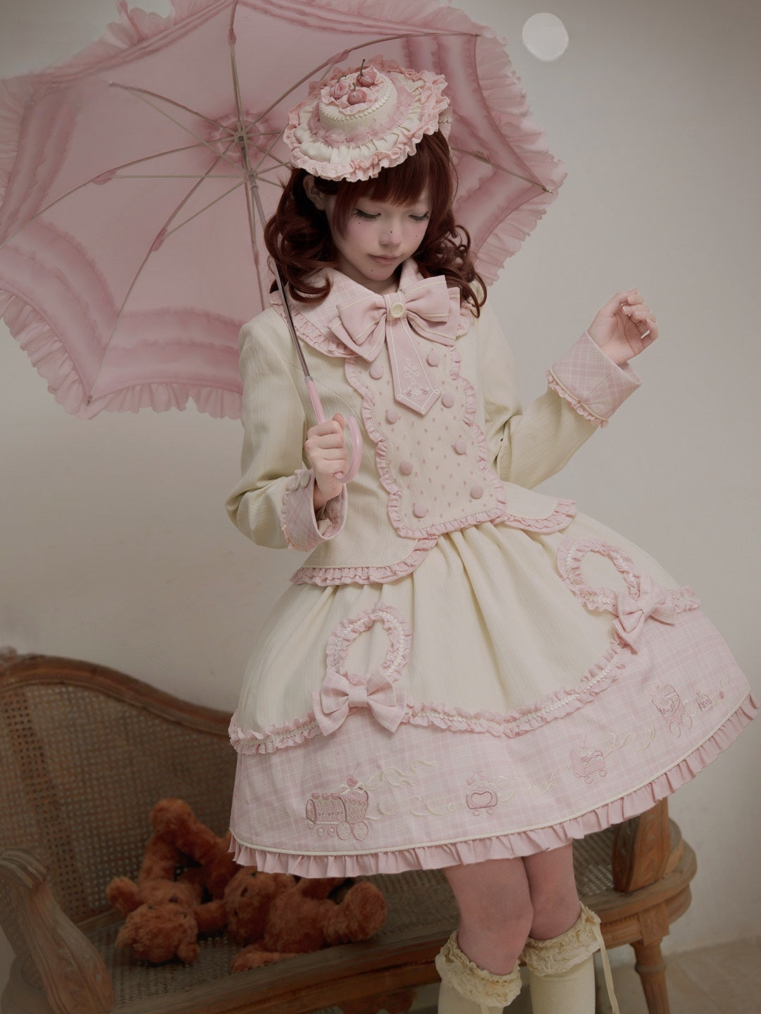 Dessert Train Sweet Lolita Inner Top & SK Jumper Skirt Set