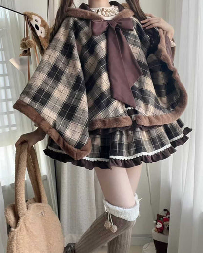 Lolita Plaid Cape Coat LE1007