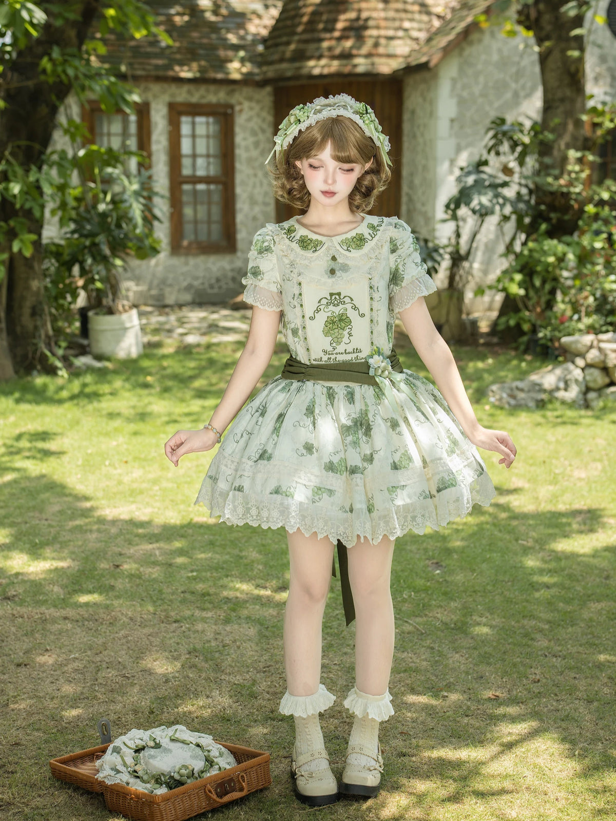 Green Grape Manor Lolita Original Pastoral Style OP Dress