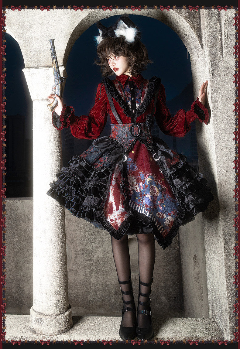 Werewolf Game Dark Gothic Fairy Tale Lolita Blouse & SK Skirt Set