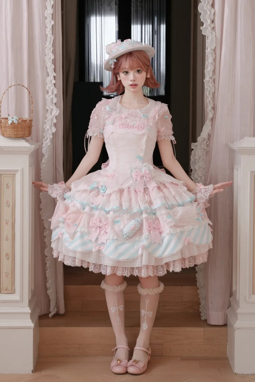 Candy Room Sweet Cake Lolita JSK — Pink Blue Pastel
