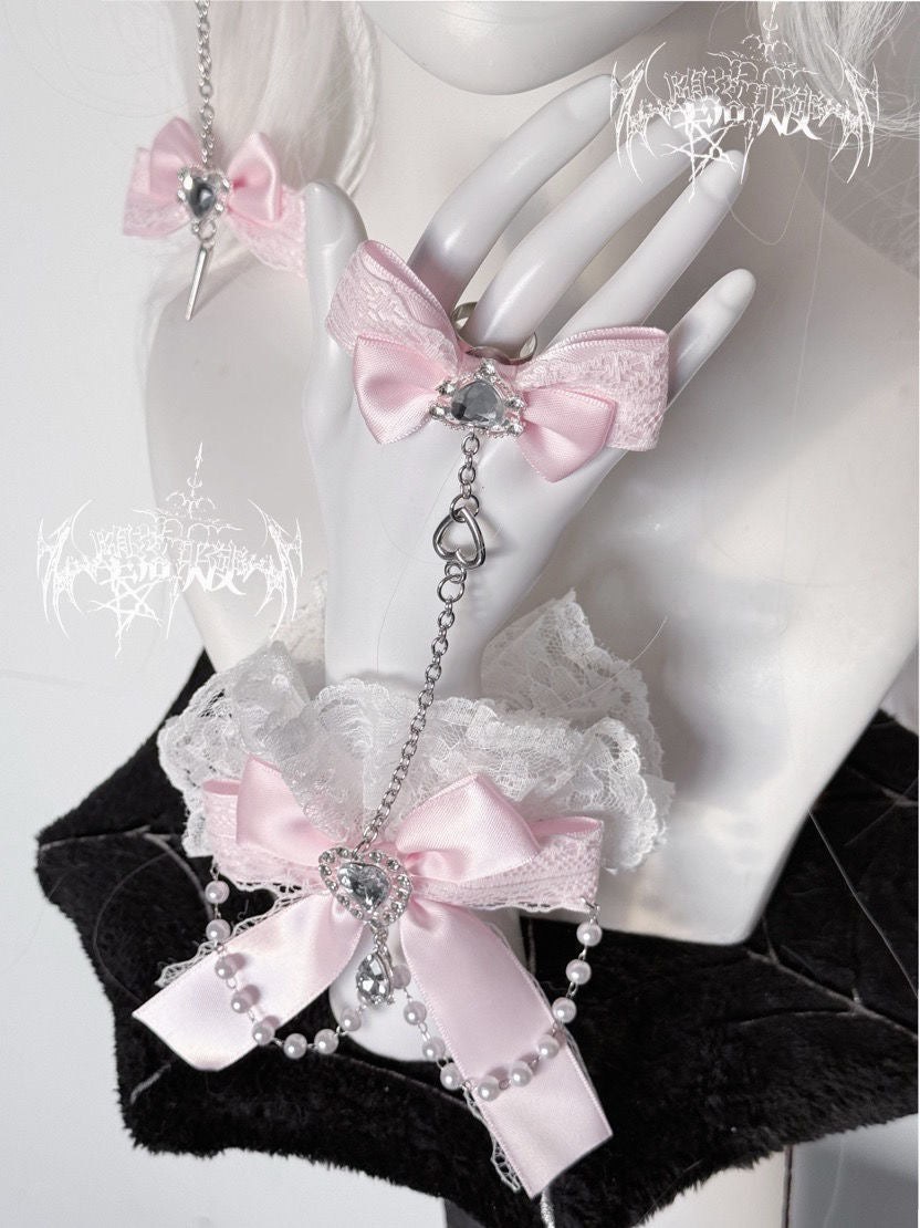 Y2K Harajuku Lace Hand Cuff & Slave Bracelet LE6005