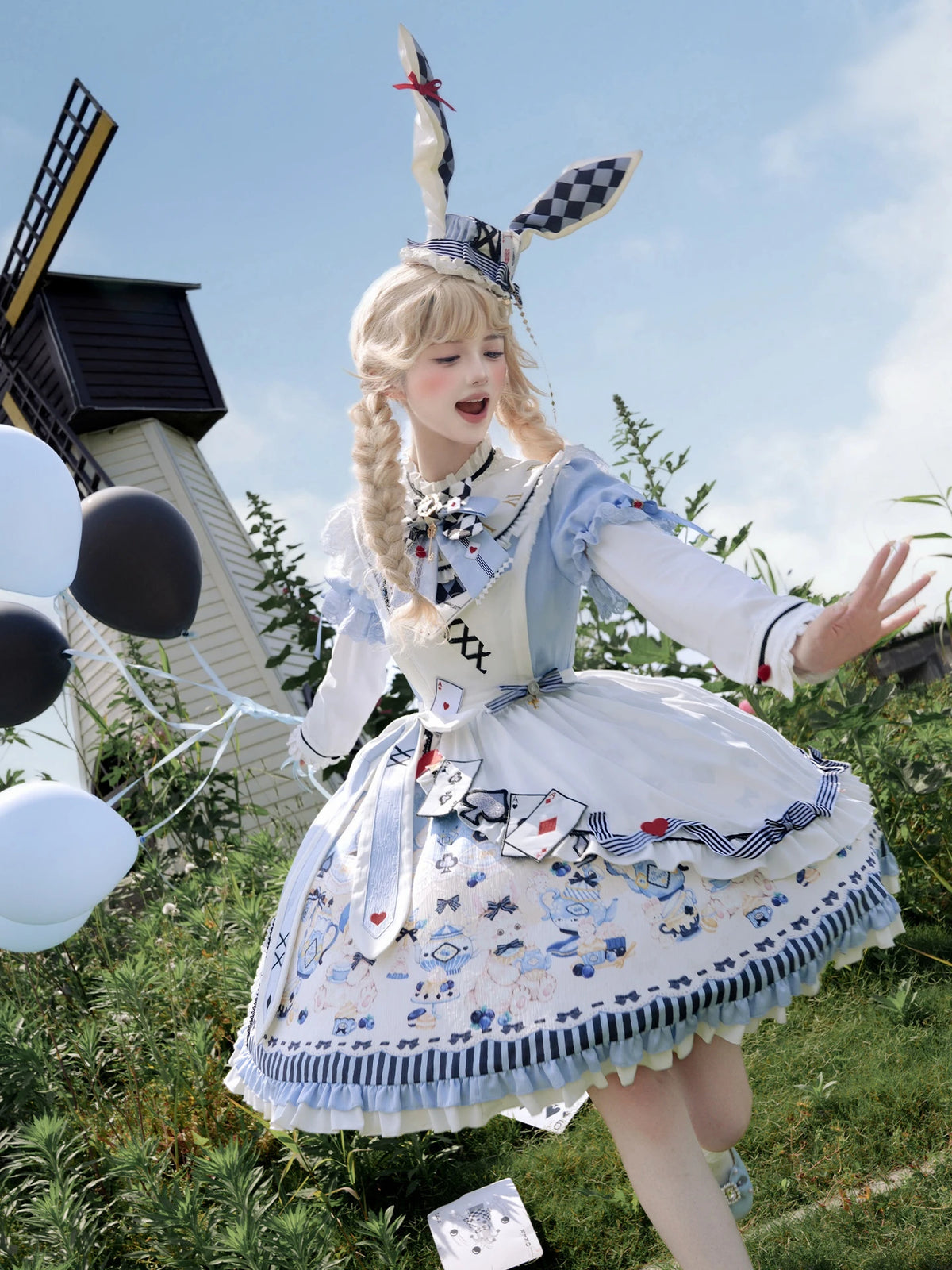 Alice Tea Party 2.0 Original Fairy Tale Style Lolita Blue OP Dress Set