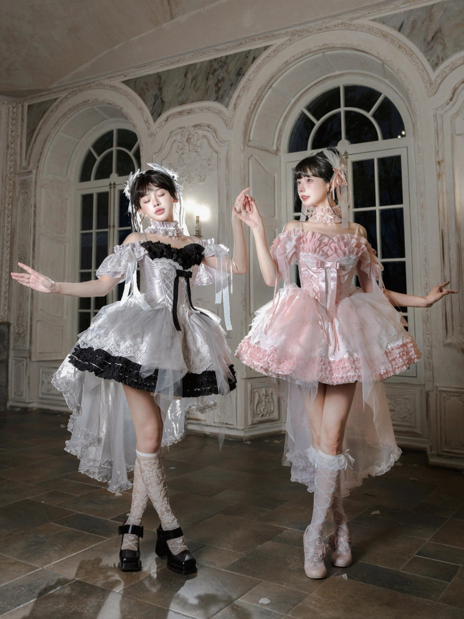 Swan Dance Lolita Sweet Ballet Pink & Black JSK Set
