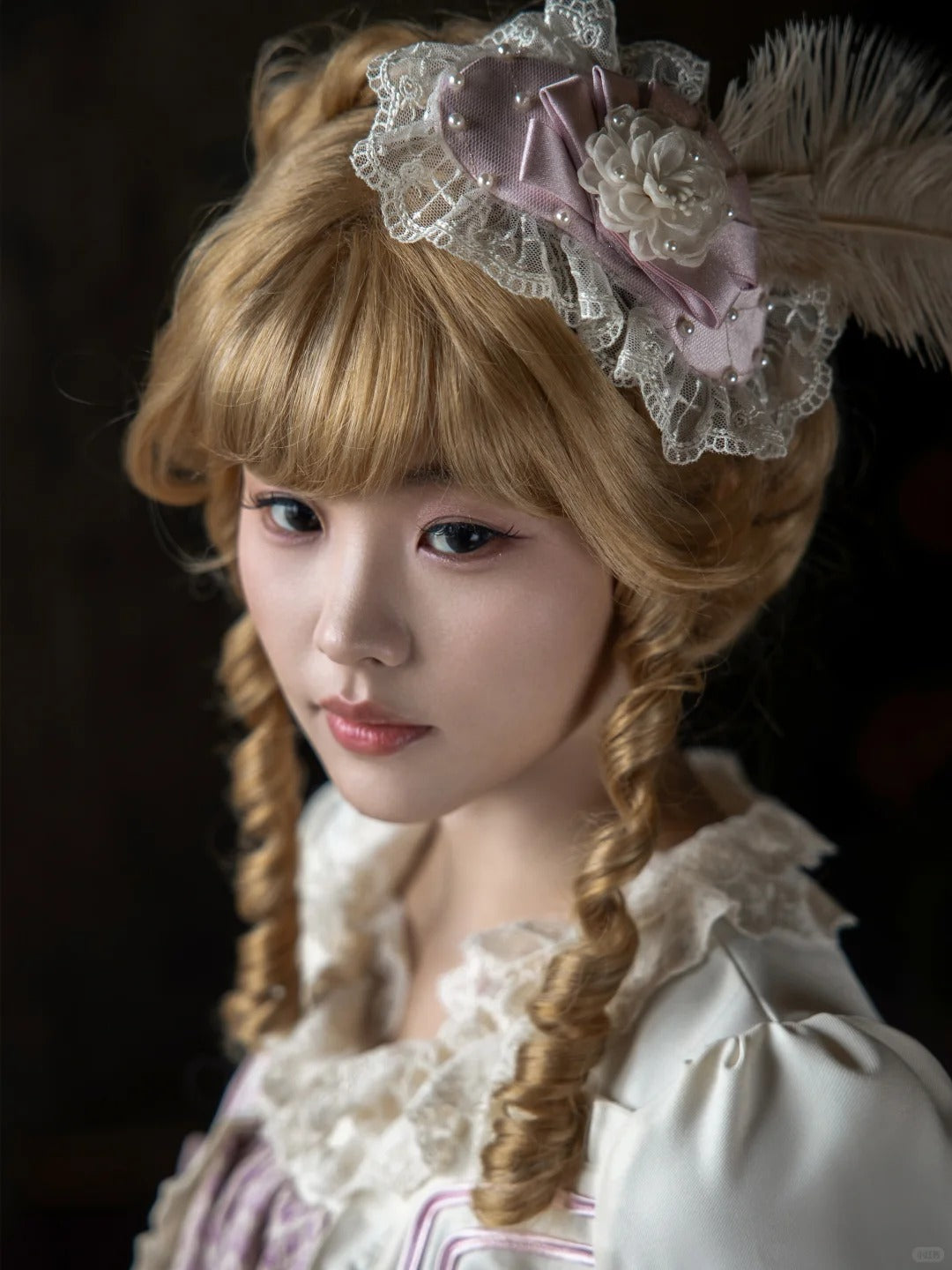 Banquet in Paris Lolita Classic Elegant Embroidered Vintage Pink Bustle SK Set