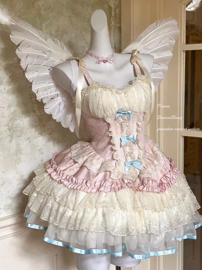Sweet Dream Peach Angel Girl Dreamy Ballet Gown Dress