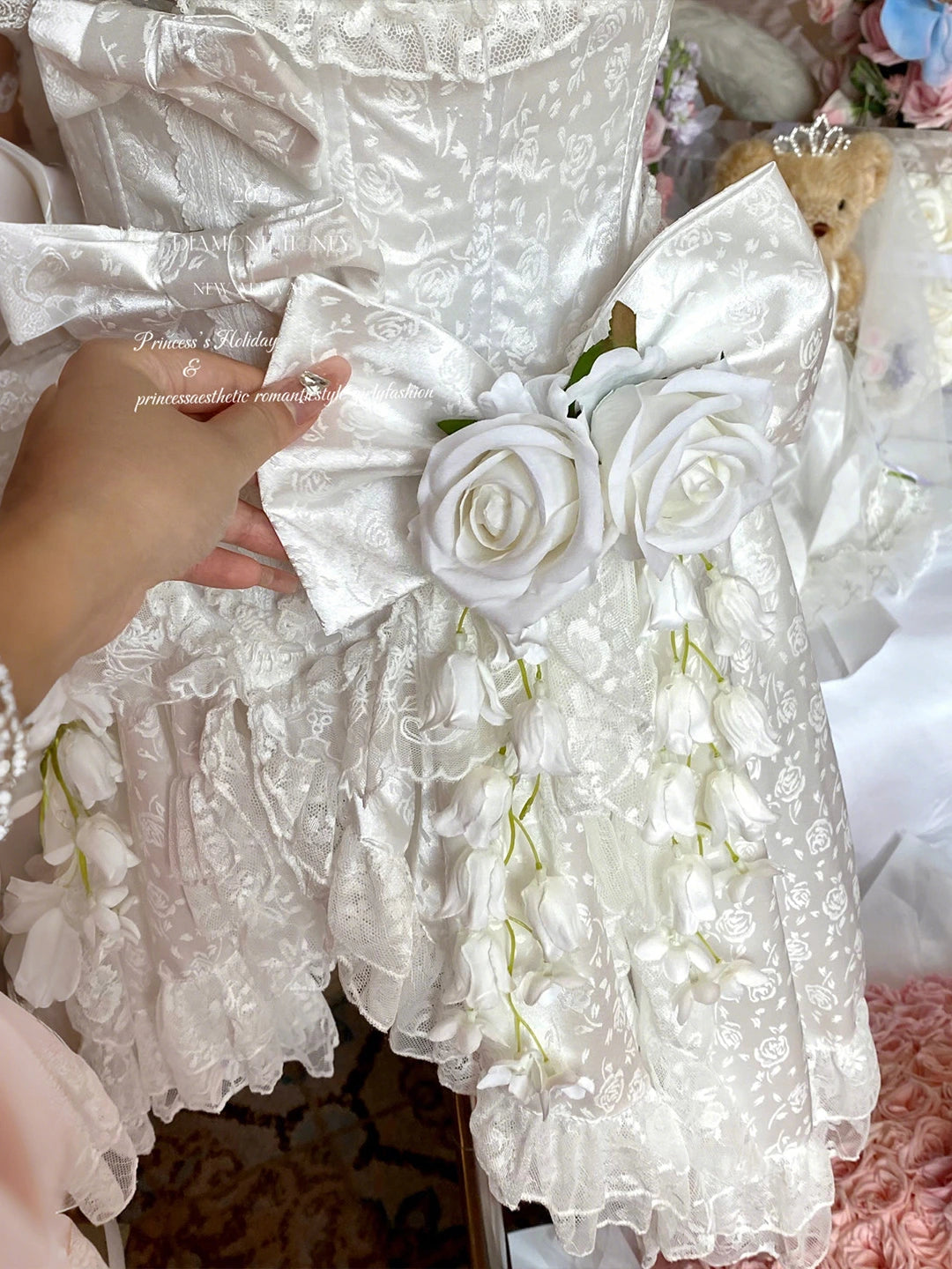 First Love Rose Tea Party Pure White Light Bridal Lolita Gown Dress