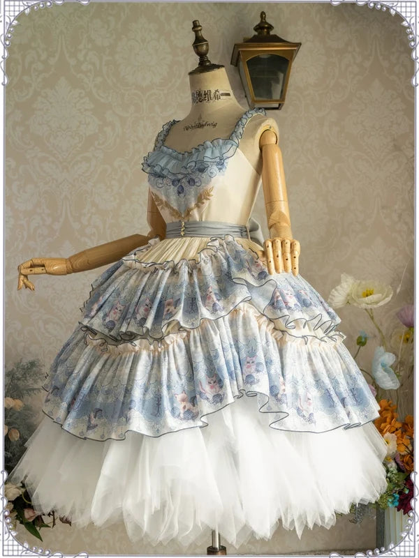 Berry Pie Gradient Feather Yarn Petticoat Lolita Underskirt