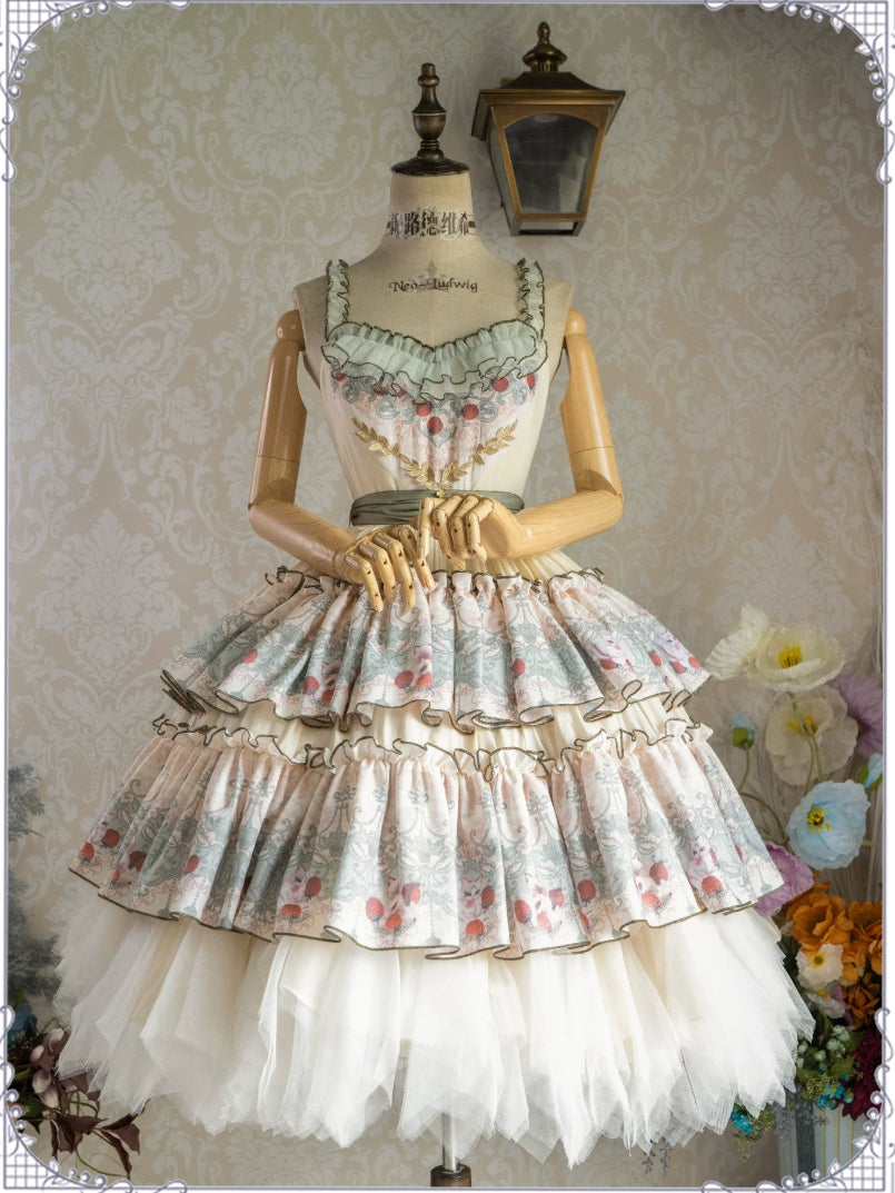 Berry Pie Lolita Print Long / Short JSK Dress
