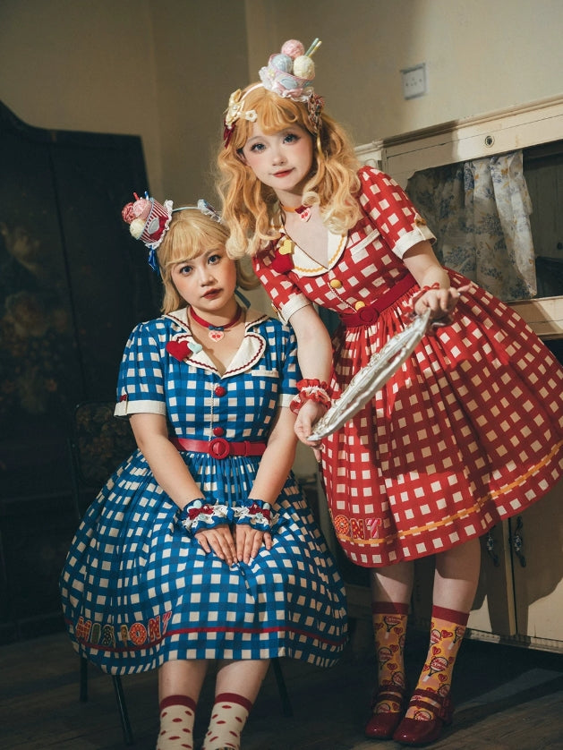 Cat Sweetheart American Retro Sweet Diner‑Style Lolita OP Dress